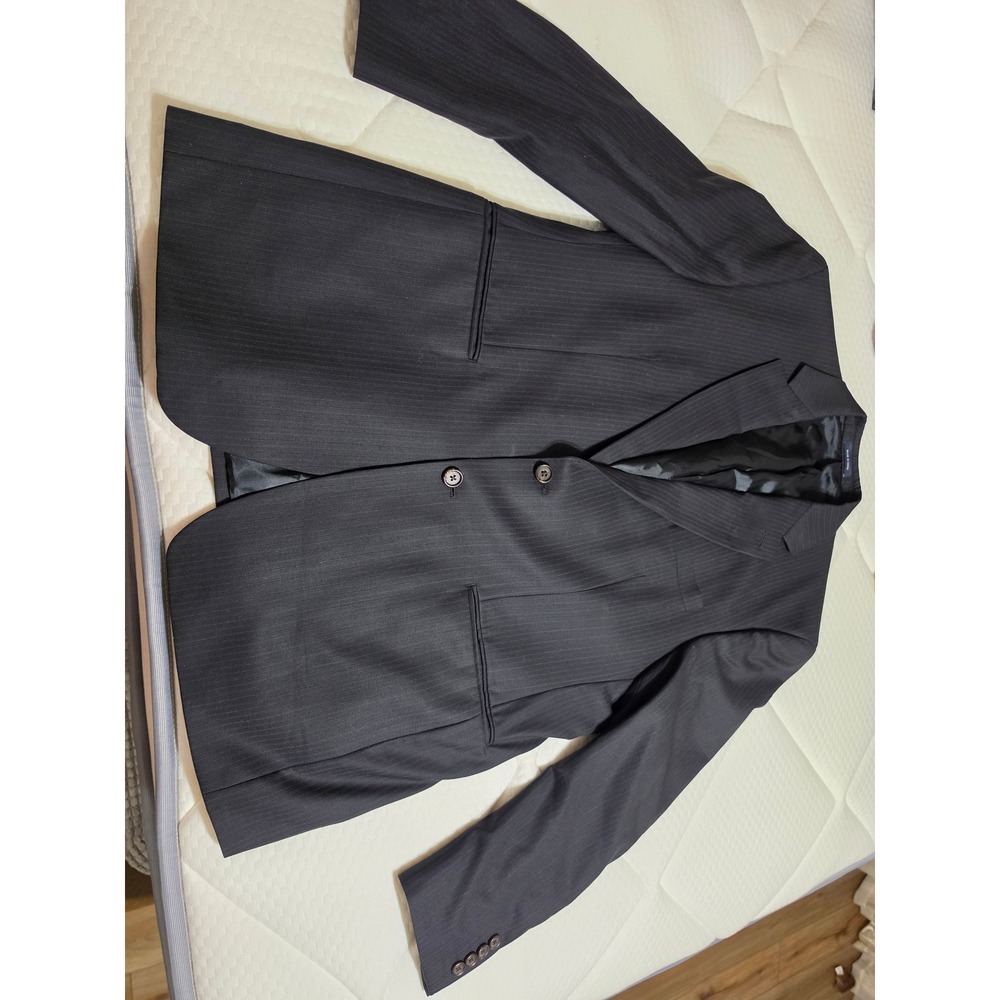 Ralph‎ Ralph Lauren Mens 44R Pinstripe Suit Jacket 100% Wool Black Grey Blazer